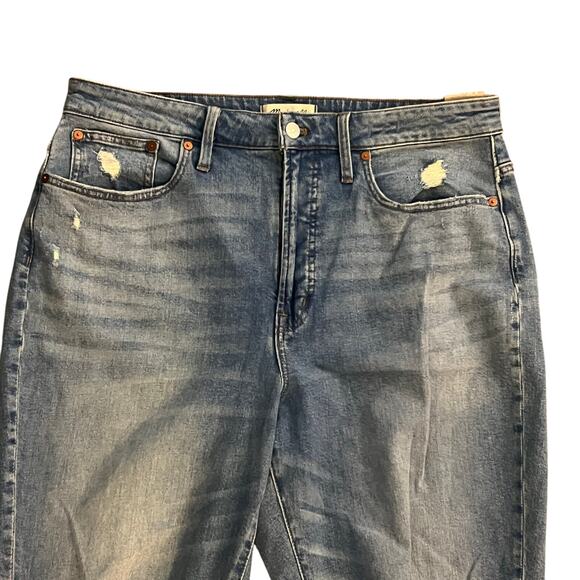 Madewell The Curvy Perfect Vintage Jeans Size 32T Distressed High Rise Straight - Picture 3 of 7